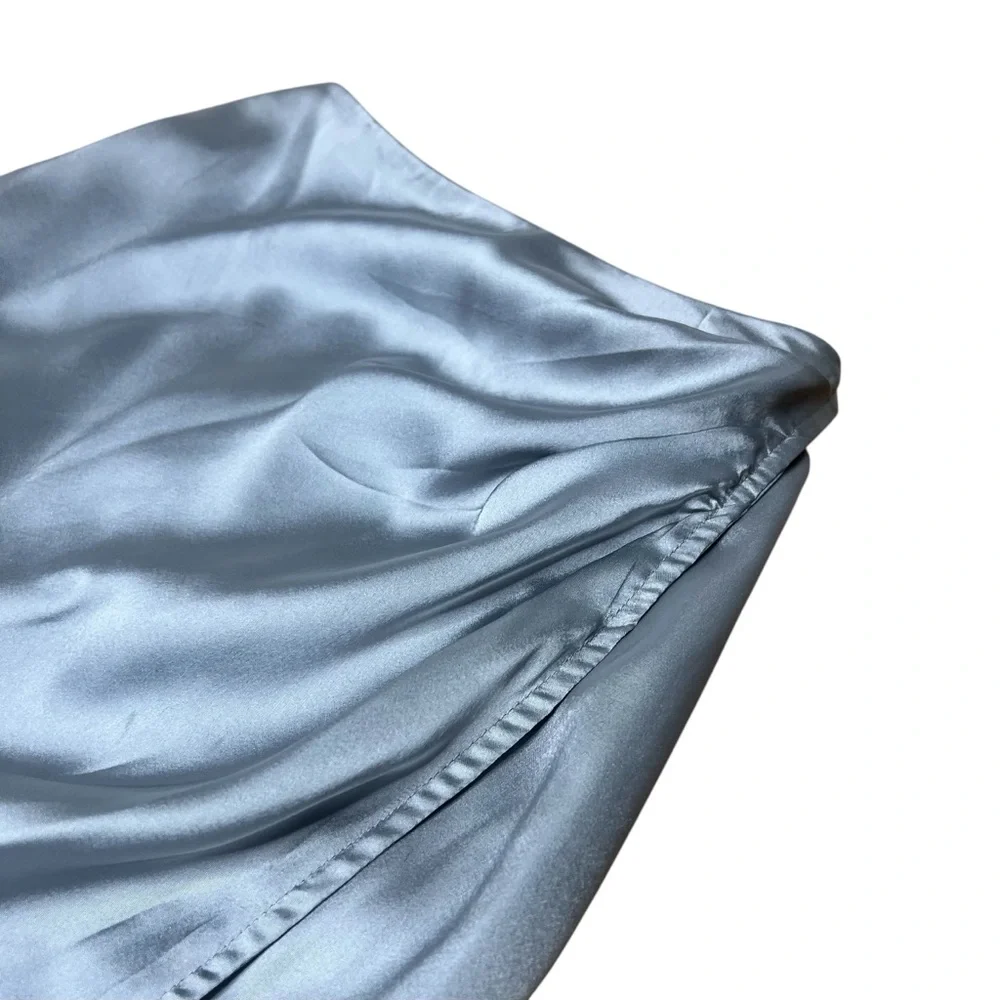 French Connection Silver Silk Pencil Skirt Size 0 - Picture 3 of 4